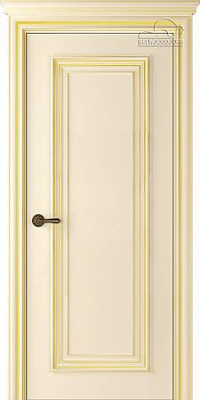 Belwooddoors Межкомнатная дверь Палаццо 1 полотно глухое Эмаль слоновая кость патина золото